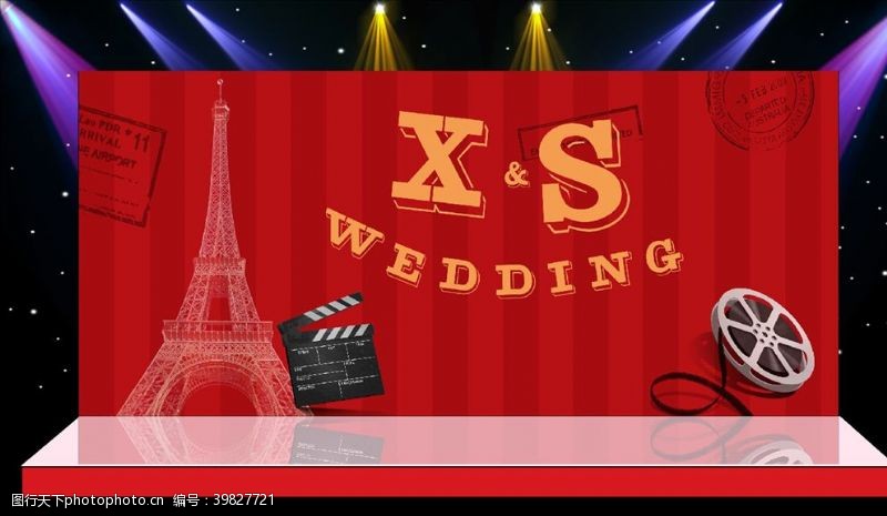 高端婚礼红色主体婚礼现场布置设计源文件图片
