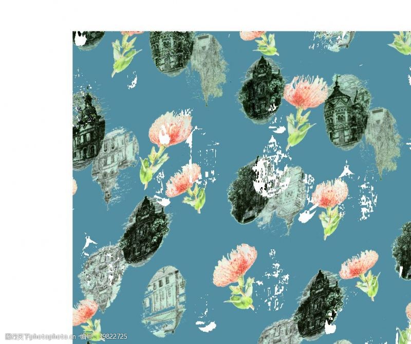 范思哲花型花朵花紋数码印花图片