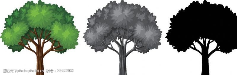 创意森林卡通大树矢量图图片
