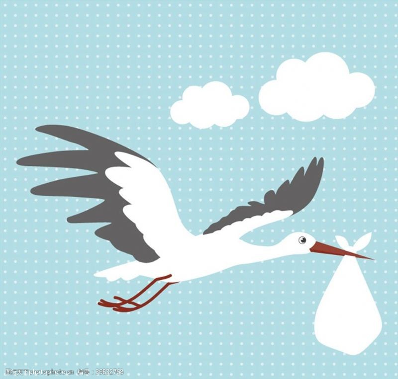卡通飞翔的送子鹤图片