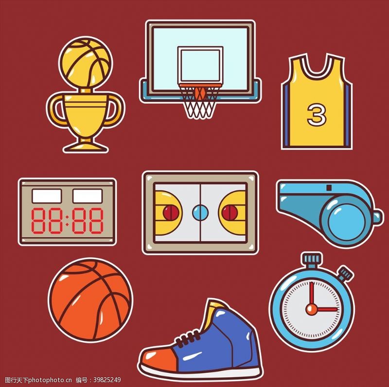 体育健身篮球矢量元素图片