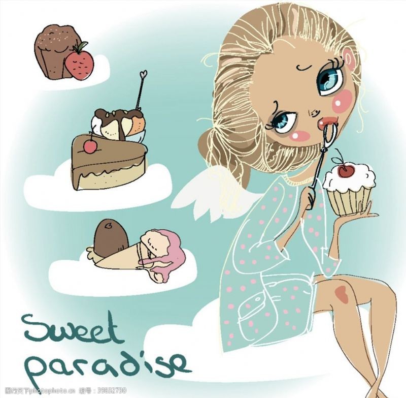 卡通蛋糕图片捧着蛋糕的女孩图片