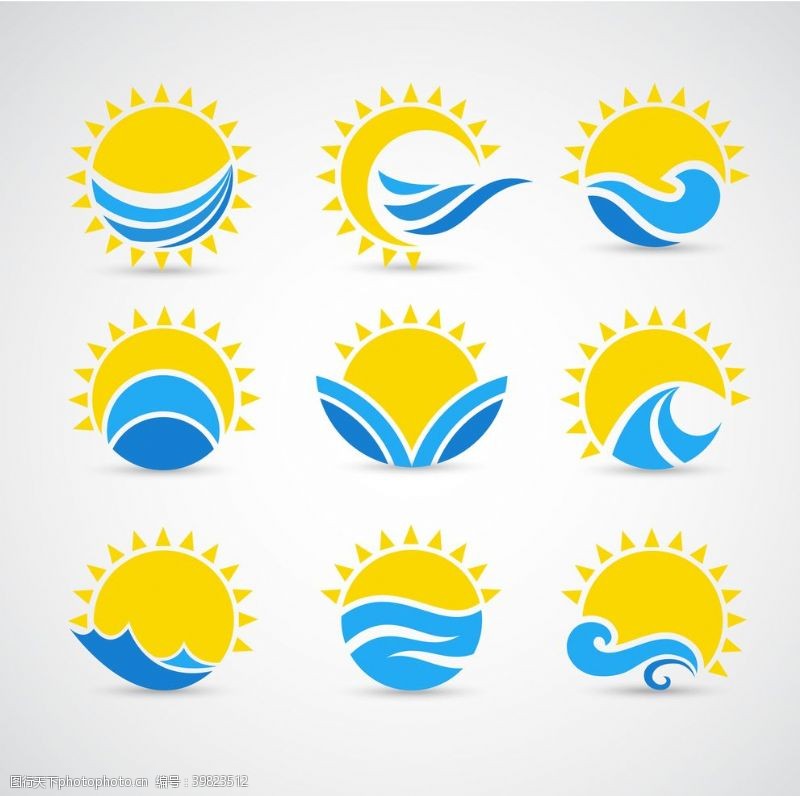 冲浪矢量图太阳图片