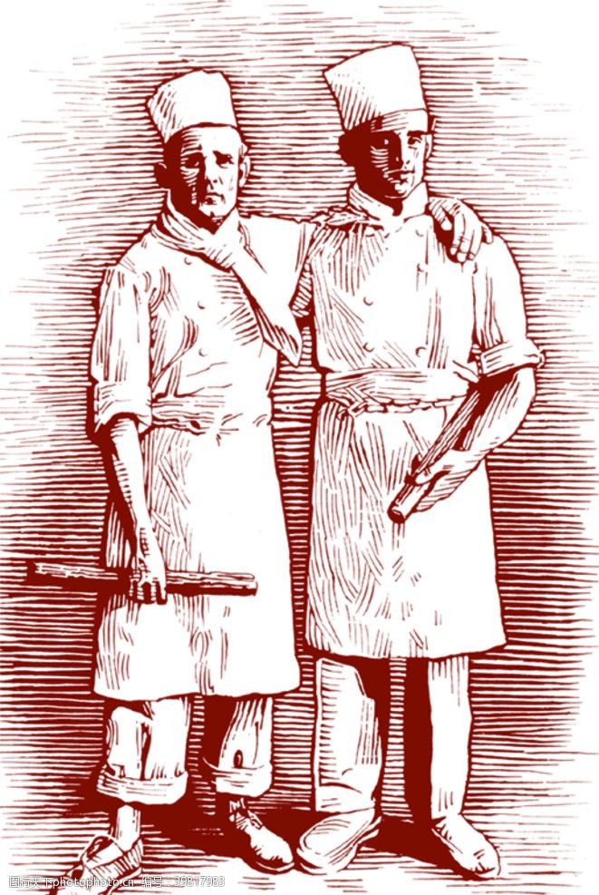 厨师线条人图片