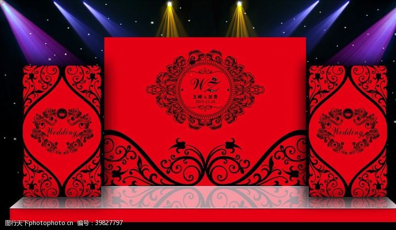 红色喷绘主体婚礼现场布置设计源文件素材图片
