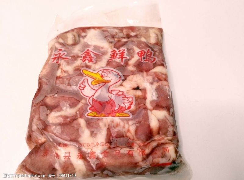 食材原料袋装鸭肉图片