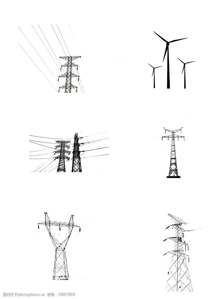 电力素材电缆电力风车图片