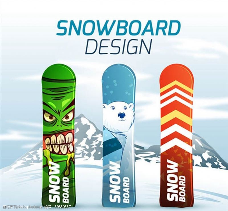 卡通滑雪滑雪板矢量图片
