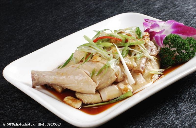 高清菜谱用图姜葱湛式鸡图片