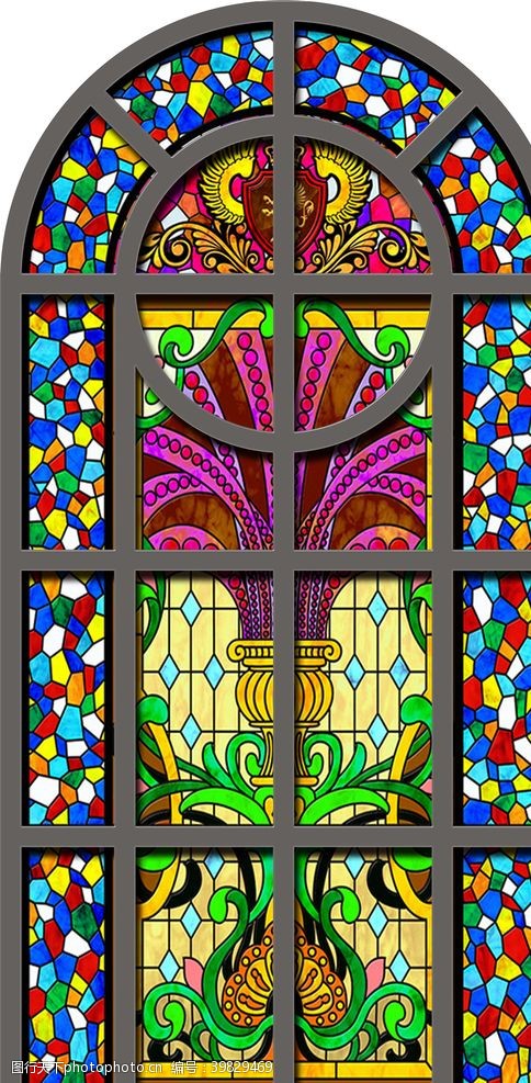 高清艺术画教堂玻璃图案图片