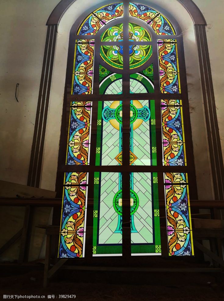 高清艺术画教堂玻璃图案图片