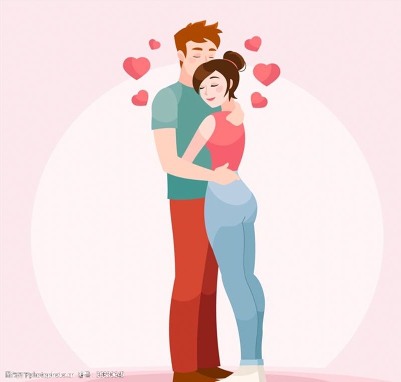 卡通情侣矢量素材卡通拥抱的情侣图片