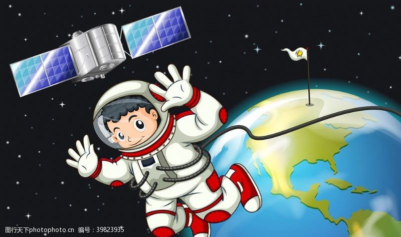太空船卡通宇航员图片