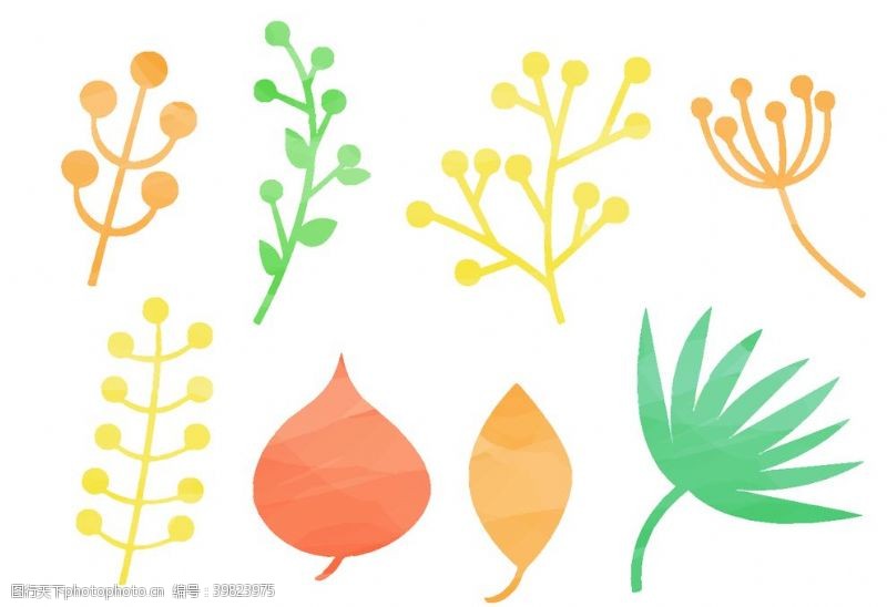 卡通植物叶子矢量图图片