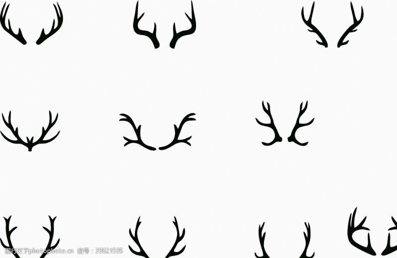 白鹿素材鹿角剪影婚礼logo极简设计图片
