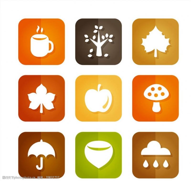 蘑菇秋季元素图标图片