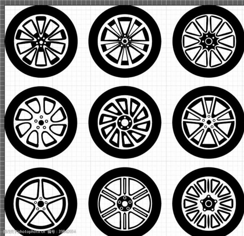 汽车轮毂矢量汽车轮胎图片