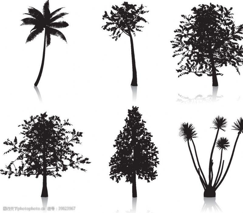 创意森林手绘树矢量图图片