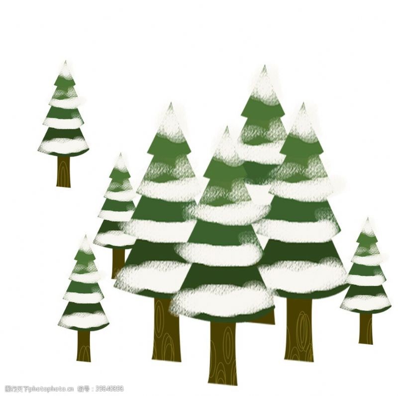 树木卡通松树下雪元素图片