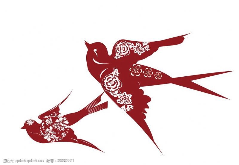 喜迎2014新年喜庆红喜鹊燕子矢量图片