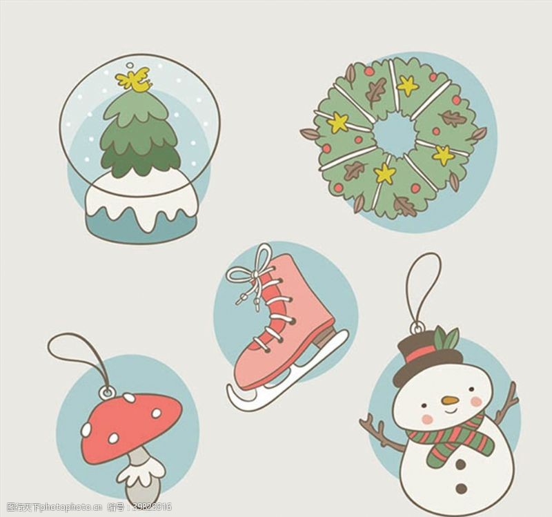 溜冰鞋彩绘圣诞元素图片