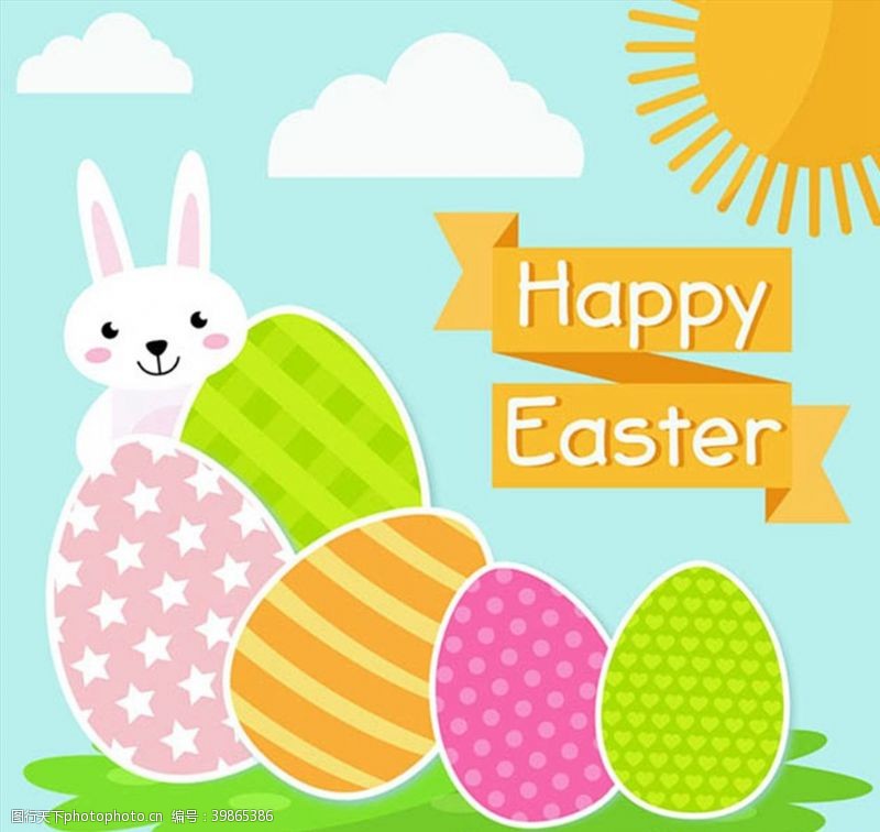 兔子蛋复活节贺卡图片