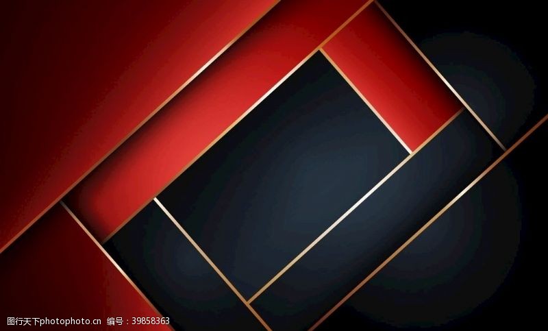 黑金科技背景红色矢量几何空间背景图片
