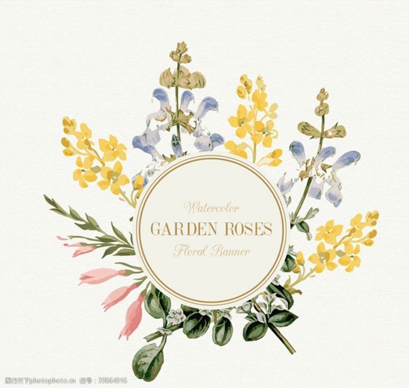 水彩花卉花卉装饰标签图片
