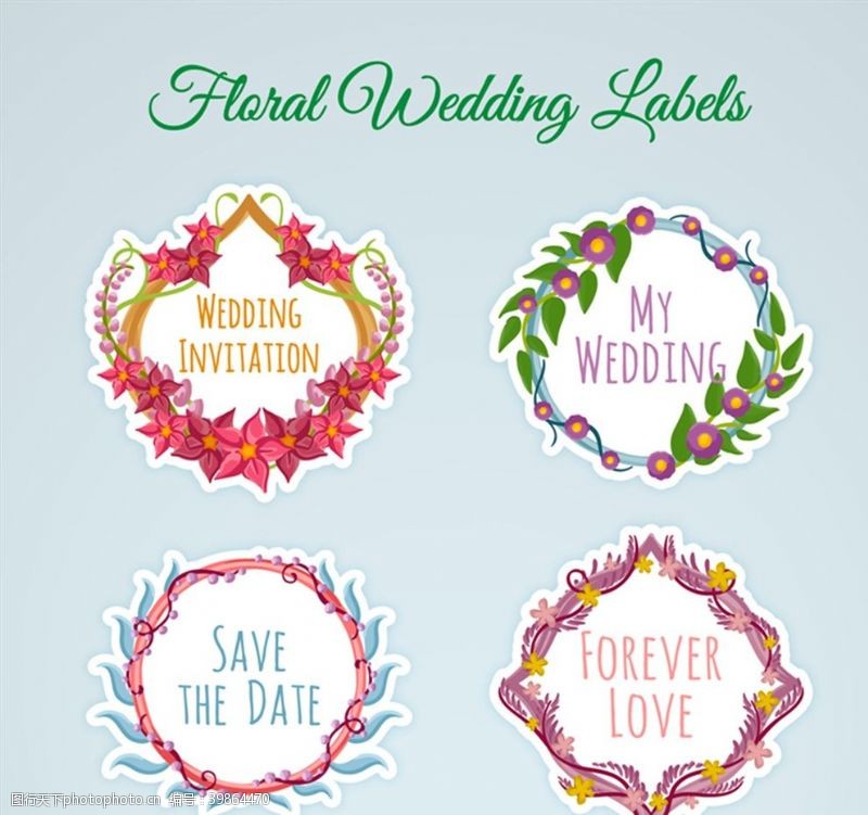 婚礼花卉标签图片