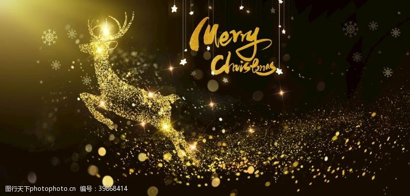 金色圣诞金色闪耀圣诞麋鹿图片