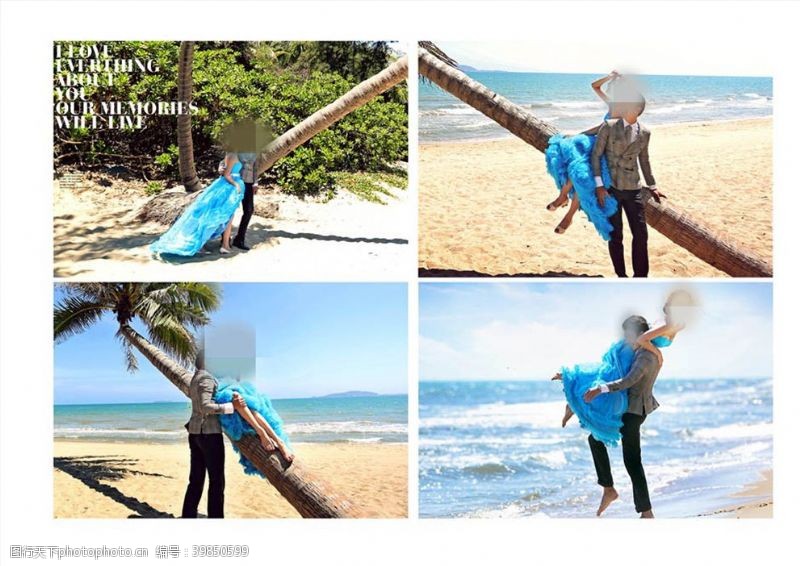 韩式婚礼浪漫海滩婚纱照相册模板图片