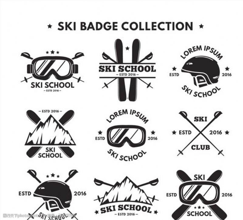 头盔老式滑雪标志图片