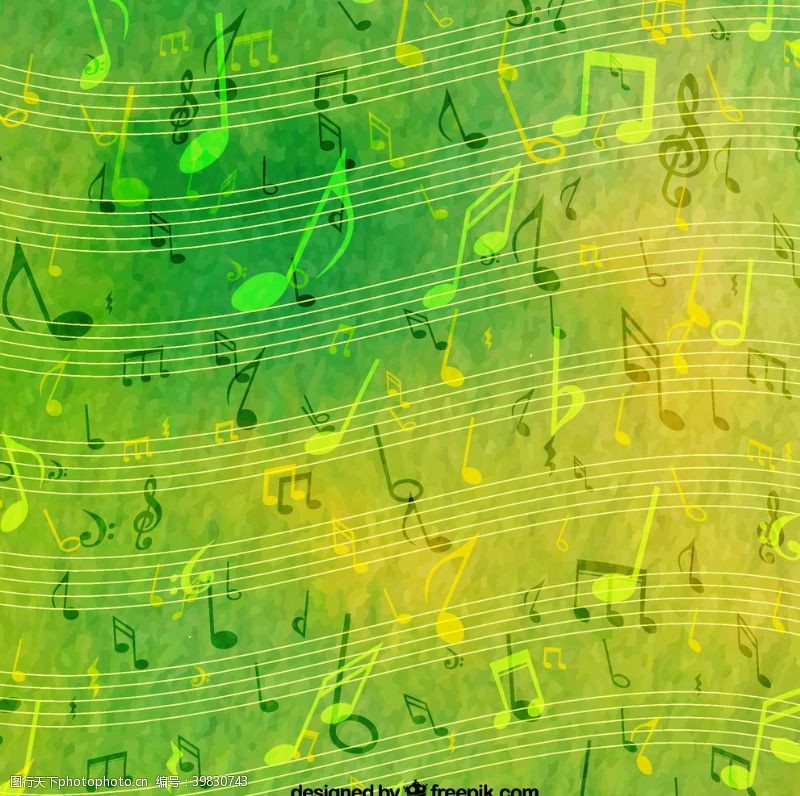 音乐素材绿色音符背景图片