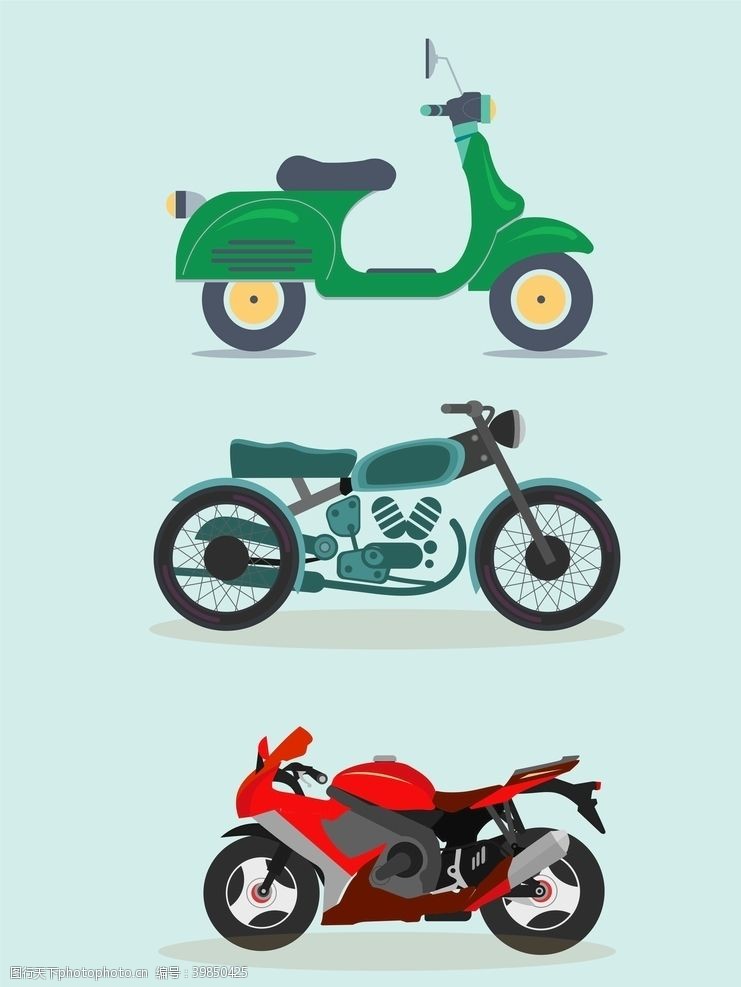 矢量交通工具摩托车矢量图片