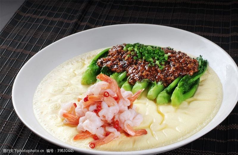 高清菜谱用图热芙蓉蒸蛋虾图片