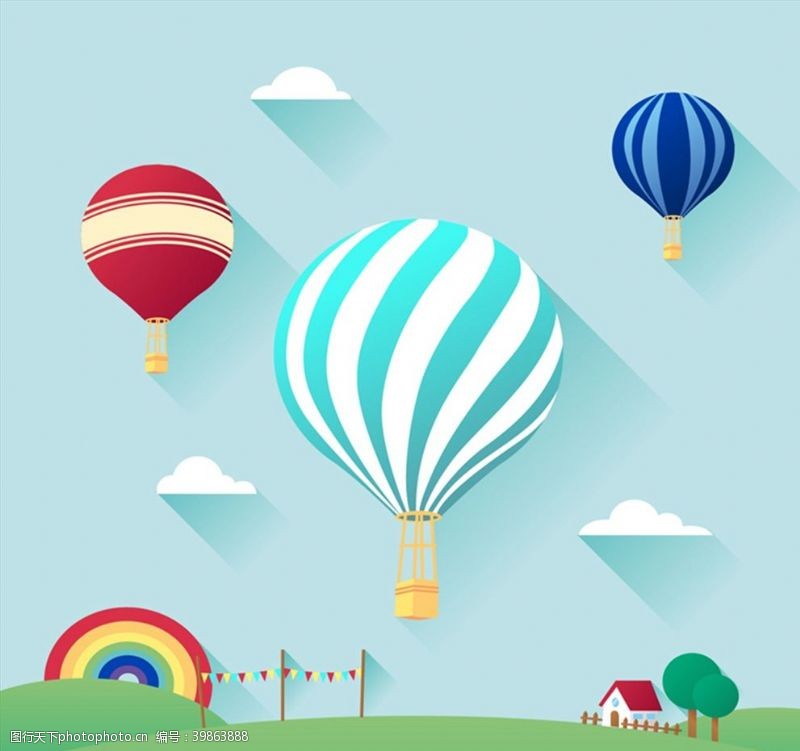 郊外热气球插画图片