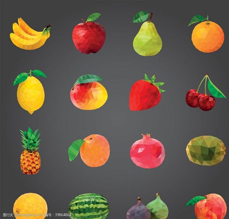 矢量水果色块层叠水果图片