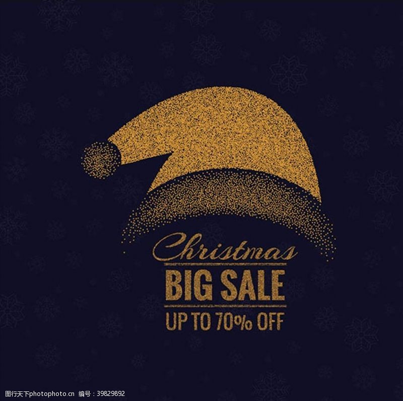 金色圣诞圣诞帽促销海报图片
