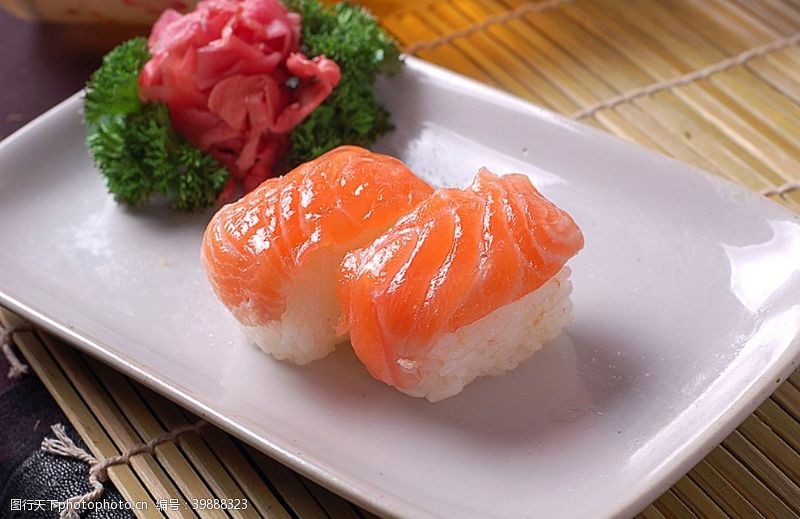 美味汤类寿司类三文鱼握寿司图片