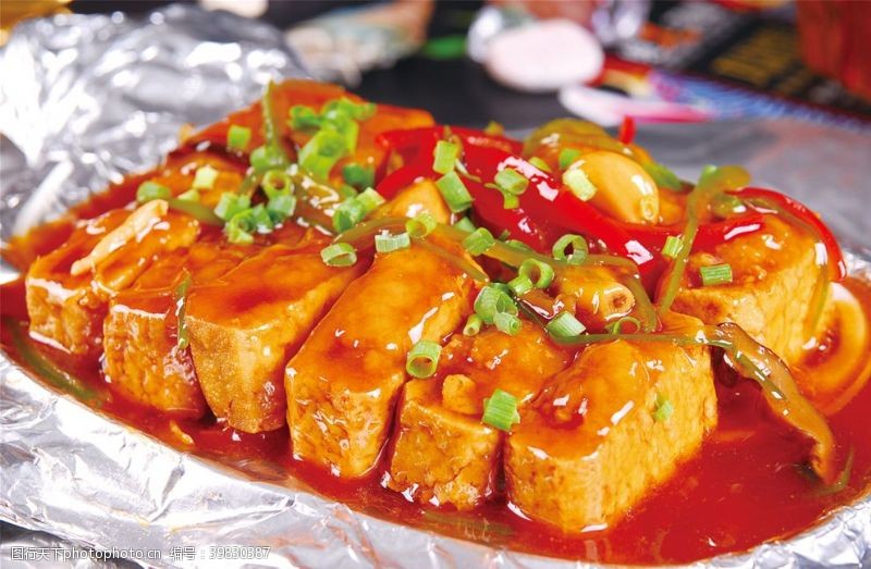 高清菜谱用图铁板客家豆腐图片