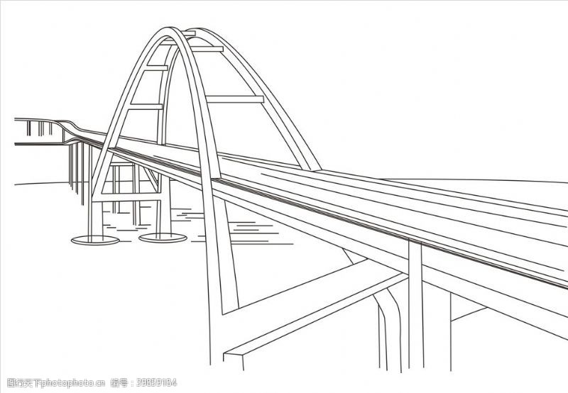 钢结构建筑铁拱索拉大桥图片