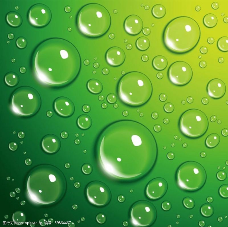 绿色水珠透明水珠矢量图片