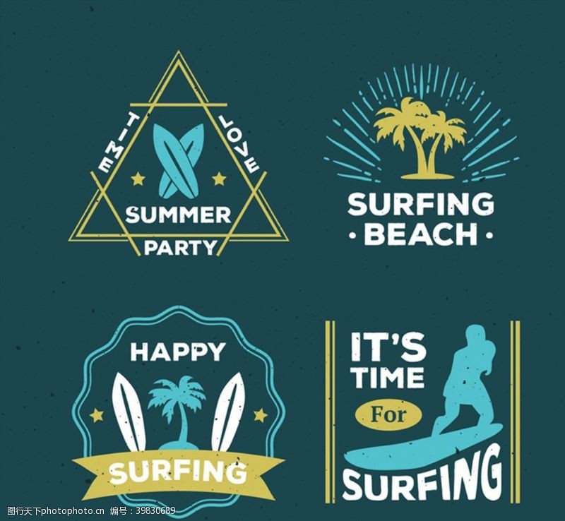 冲浪矢量图夏季冲浪标志图片