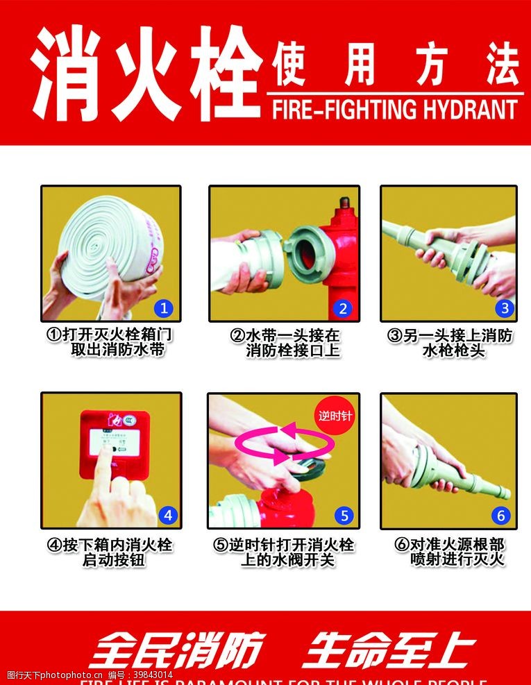 消火栓消防栓使用方法全民消防消火图片