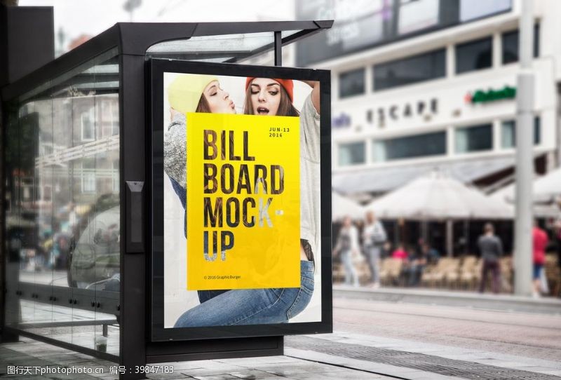 户外宣传样机巴士站广告牌样机图片