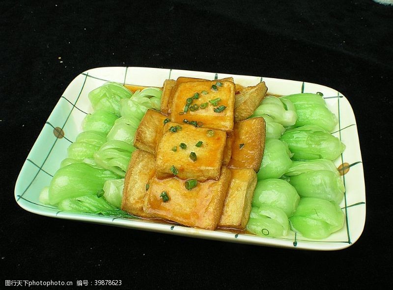 菠菜菜心煎豆腐图片