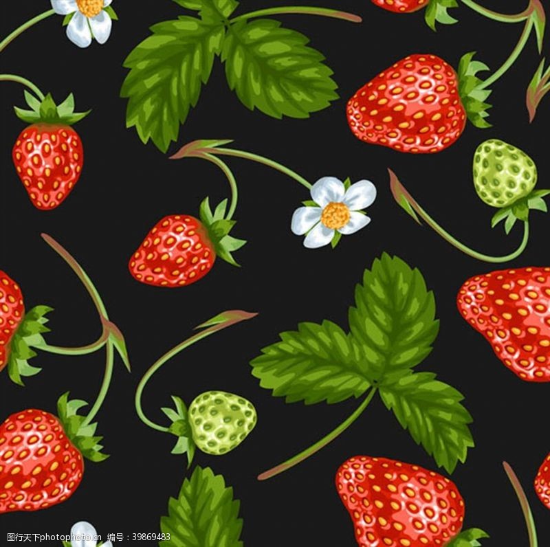 矢量水果素材草莓无缝背景图片