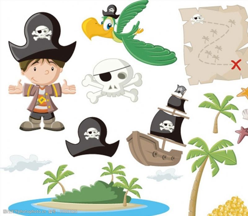小岛海盗卡通人物图片