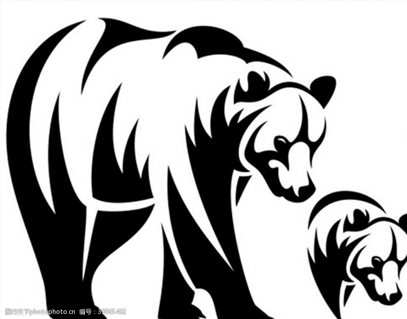 免费素材黑白熊头图案图片