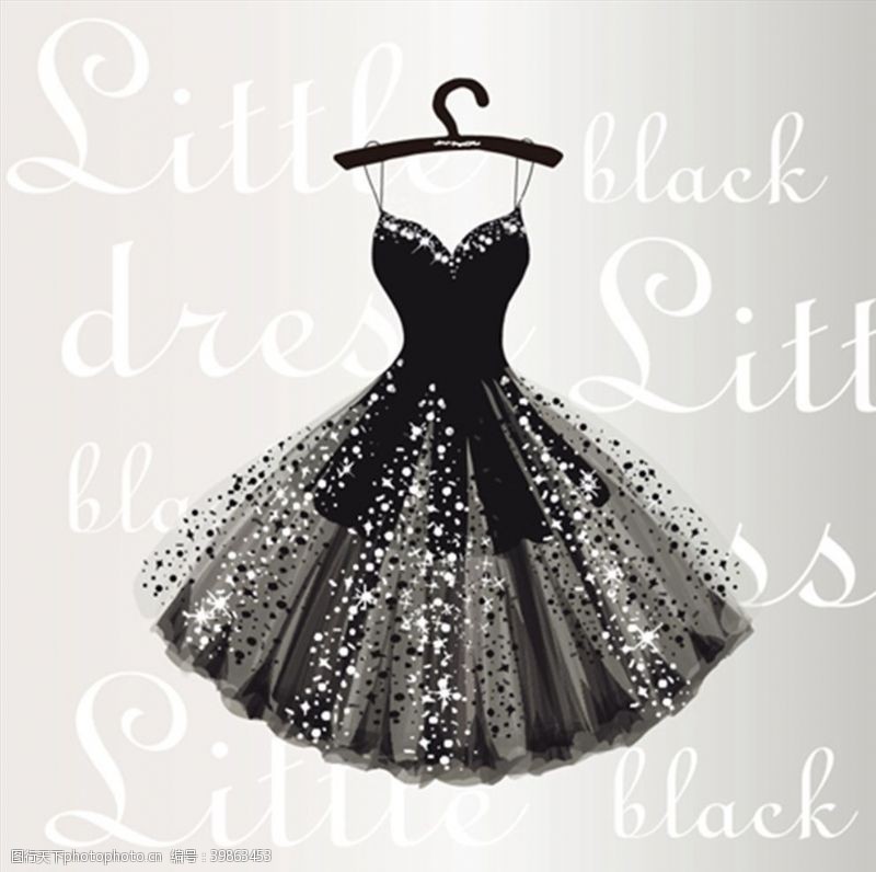 裙子矢量图黑色晚礼服裙子图片